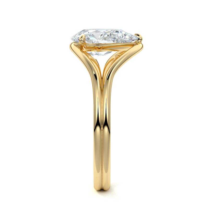 Irina pear split shank solitaire lab grown diamond engagement ring in yellow gold