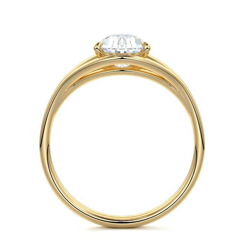Irina - Pear Yellow Gold Engagement Ring Profile View | Nura Lab