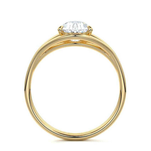 Irina - Pear Yellow Gold Engagement Ring Profile View | Nura Lab