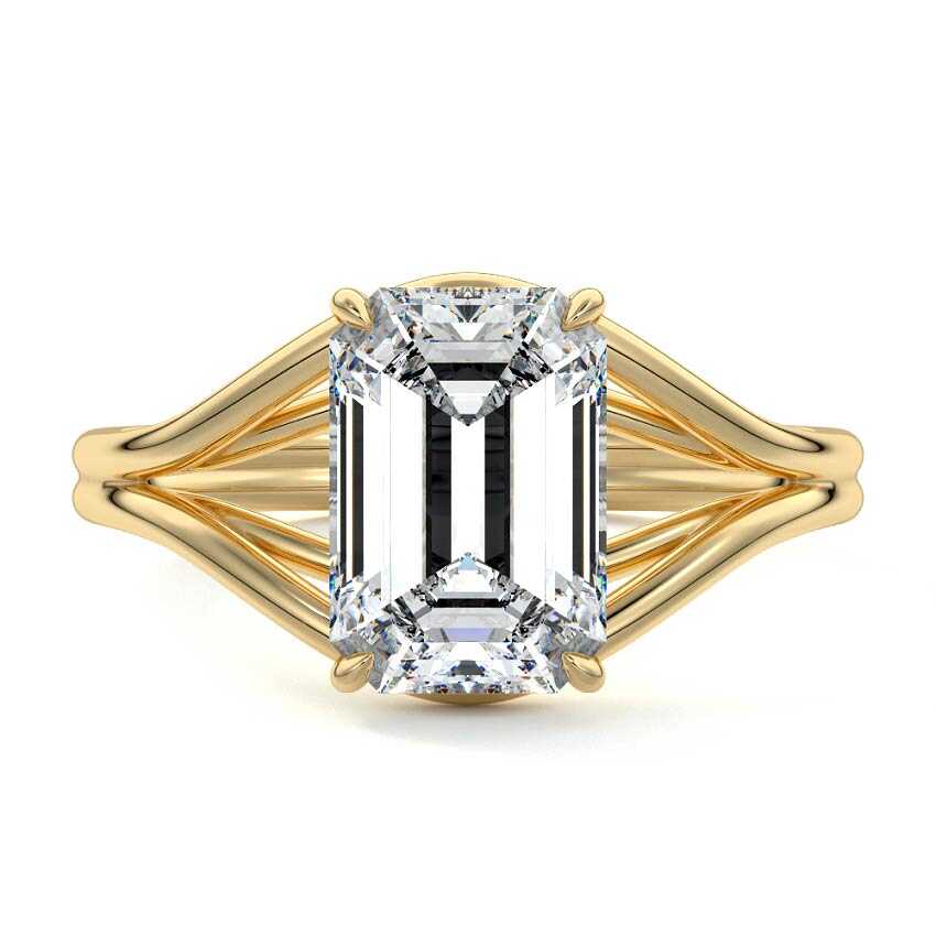 Irina - Emerald Cut Yellow Gold Lab Grown Diamond Engagement Ring | Nura Lab