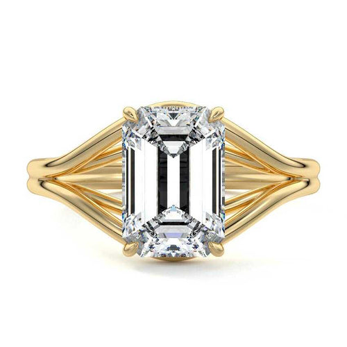 Irina - Emerald Cut Yellow Gold Lab Grown Diamond Engagement Ring | Nura Lab