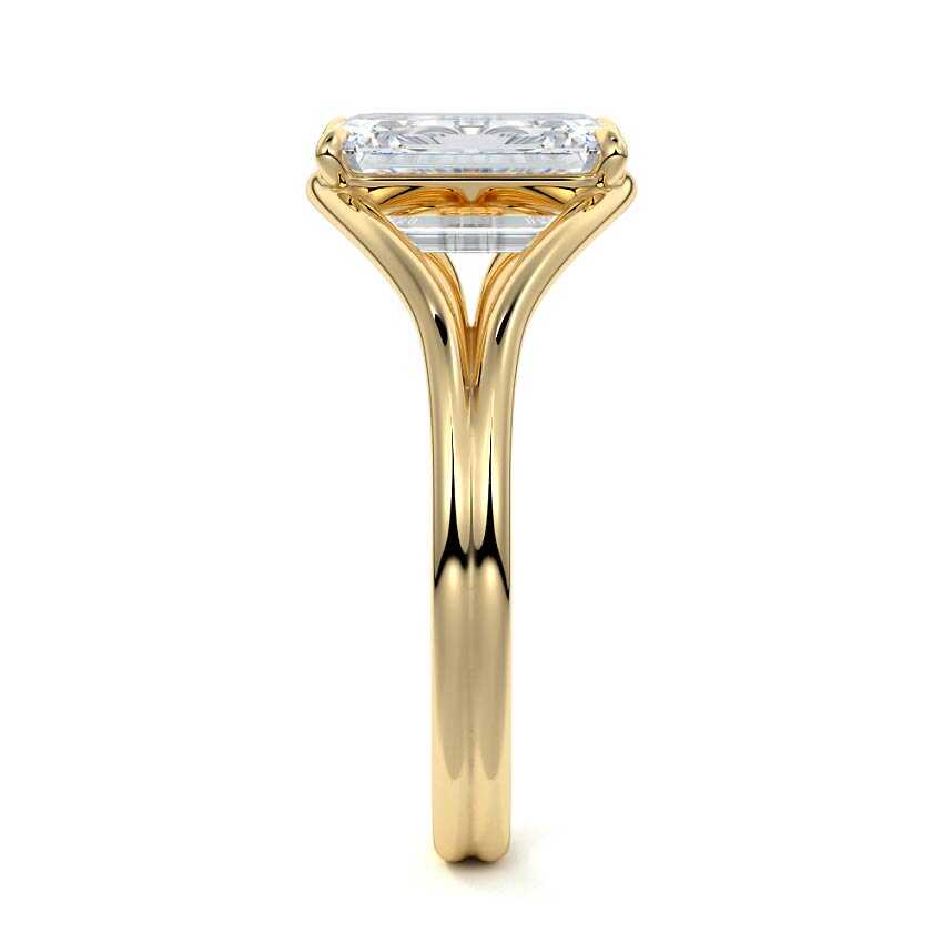 Irina - Emerald Cut Yellow Gold Engagement Ring Side View | Nura Lab