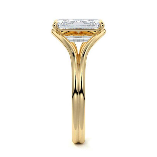 Irina - Emerald Cut Yellow Gold Engagement Ring Side View | Nura Lab