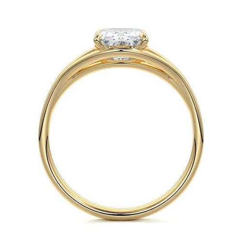 Irina - Emerald Cut Yellow Gold Engagement Ring Profile View | Nura Lab