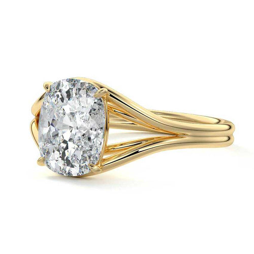 Irina - Cushion Yellow Gold Lab Grown Diamond Engagement Ring | Nura Lab