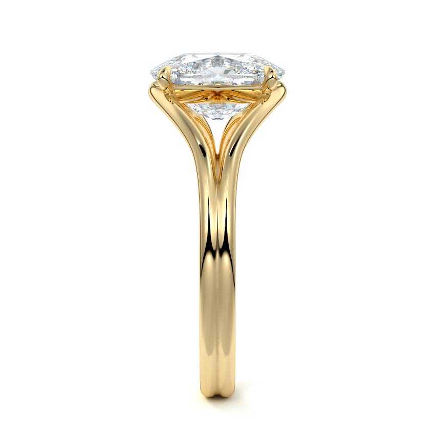 Irina - Cushion Yellow Gold Engagement Ring Side View | Nura Lab