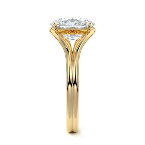 Irina - Cushion Yellow Gold Engagement Ring Side View | Nura Lab