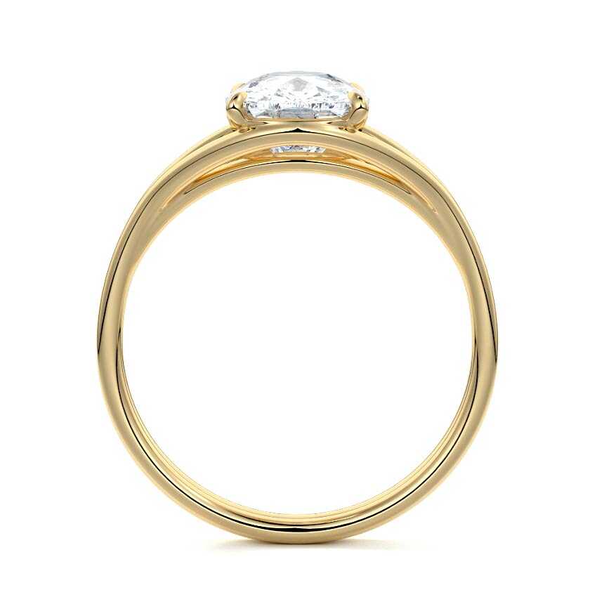 Irina - Cushion Yellow Gold Engagement Ring Profile View | Nura Lab