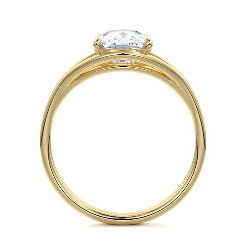 Irina - Cushion Yellow Gold Engagement Ring Profile View | Nura Lab