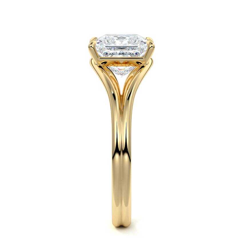 Irina - Princess Yellow Gold Engagement Ring Side View | Nura Lab