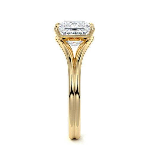 Irina - Princess Yellow Gold Engagement Ring Side View | Nura Lab