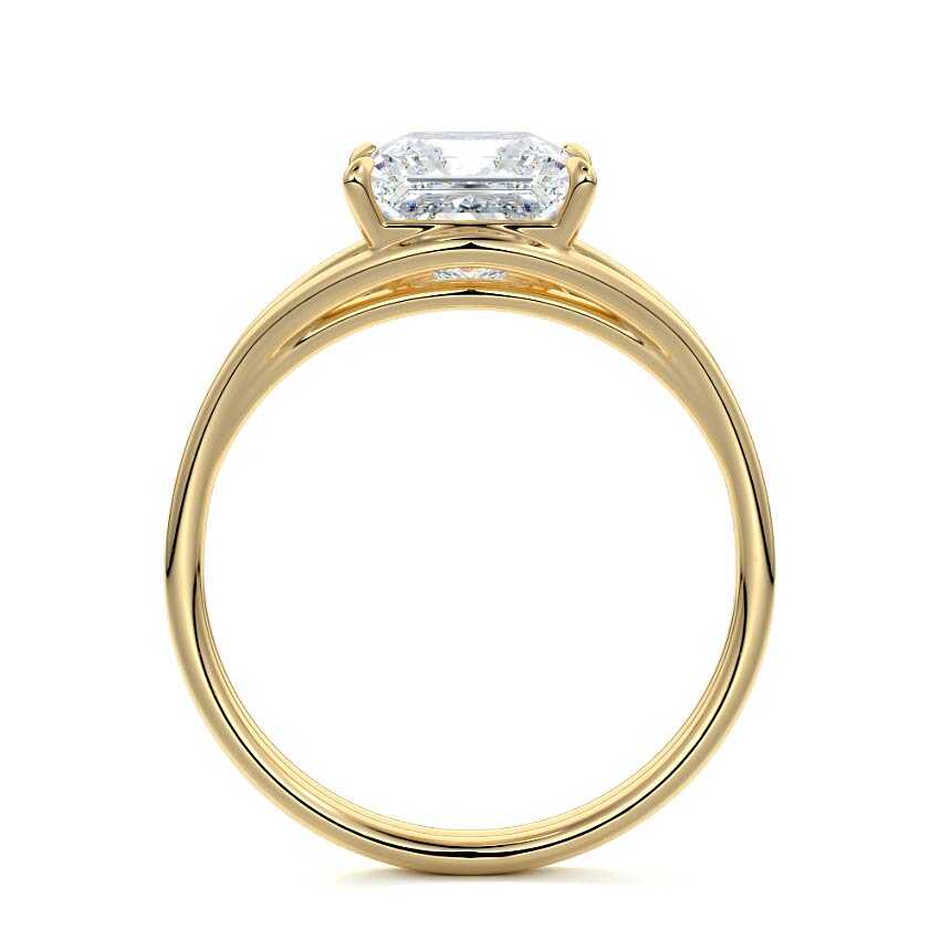 Irina - Princess Yellow Gold Engagement Ring Profile View | Nura Lab