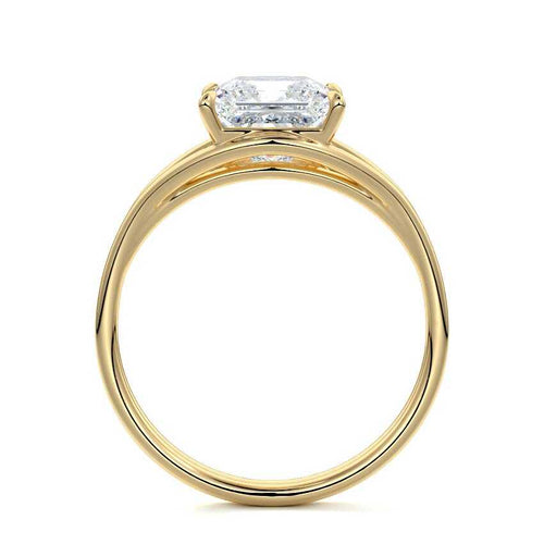 Irina - Princess Yellow Gold Engagement Ring Profile View | Nura Lab