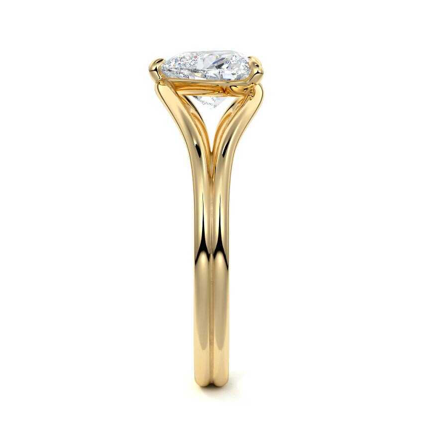 Irina - Heart Yellow Gold Engagement Ring Side View | Nura Lab