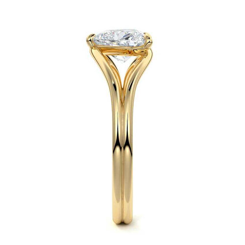 Irina - Heart Yellow Gold Engagement Ring Side View | Nura Lab