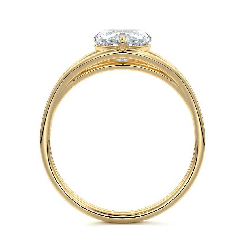 Irina - Heart Yellow Gold Engagement Ring Profile View | Nura Lab