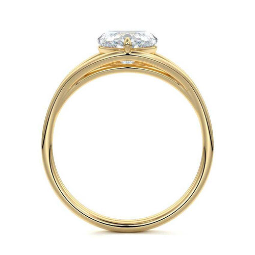 Irina - Heart Yellow Gold Engagement Ring Profile View | Nura Lab