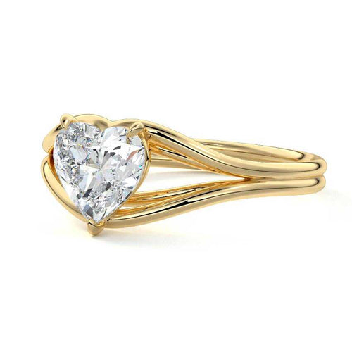 Irina - Heart Yellow Gold Engagement Ring Detail View | Nura Lab