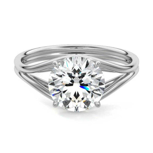 Irina round split shank solitaire lab grown diamond engagement ring in white gold