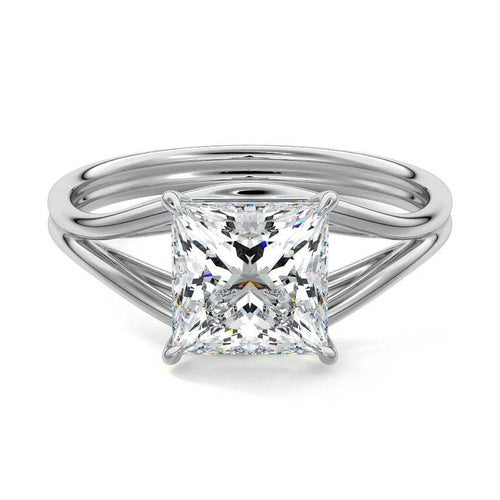 Irina - Princess White Gold Lab Grown Diamond Engagement Ring | Nura Lab