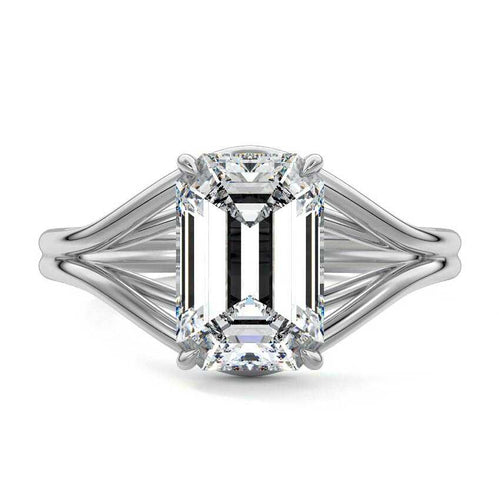 Irina - Emerald Cut Platinum Lab Grown Diamond Engagement Ring | Nura Lab
