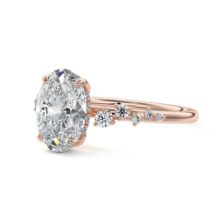 Jessara - Oval Rose Gold Lab Grown Diamond Engagement Ring | Nura Lab