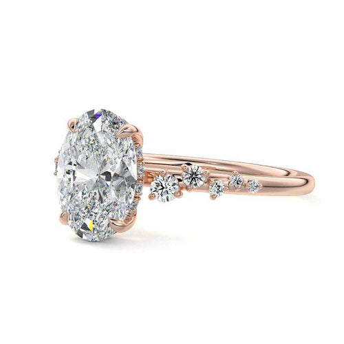 Jessara - Oval Rose Gold Lab Grown Diamond Engagement Ring | Nura Lab