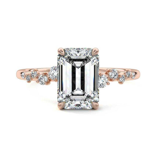 Jessara - Emerald Cut Rose Gold Lab Grown Diamond Engagement Ring | Nura Lab