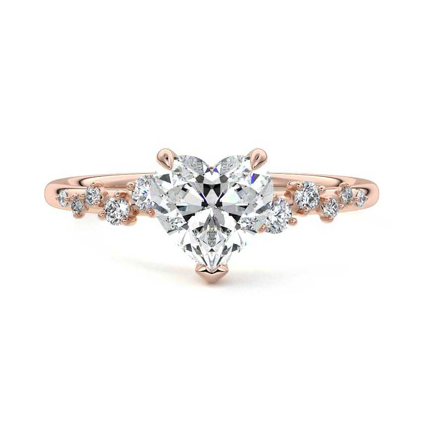 Jessara - Heart Rose Gold Lab Grown Diamond Engagement Ring | Nura Lab