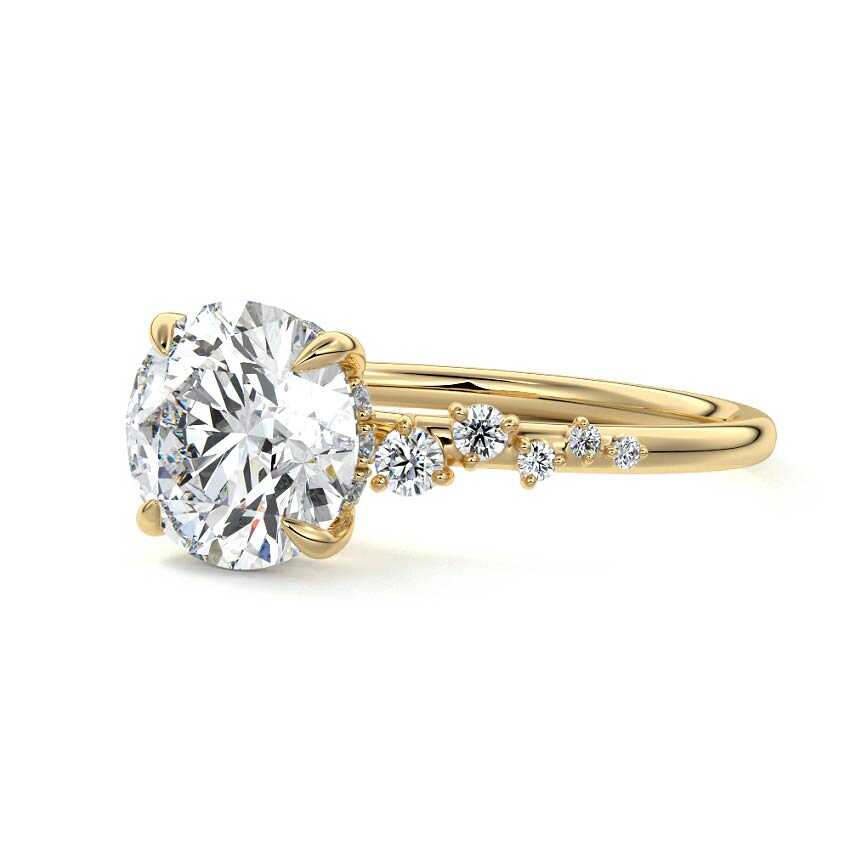 Jessara - Round Yellow Gold Lab Grown Diamond Engagement Ring | Nura Lab