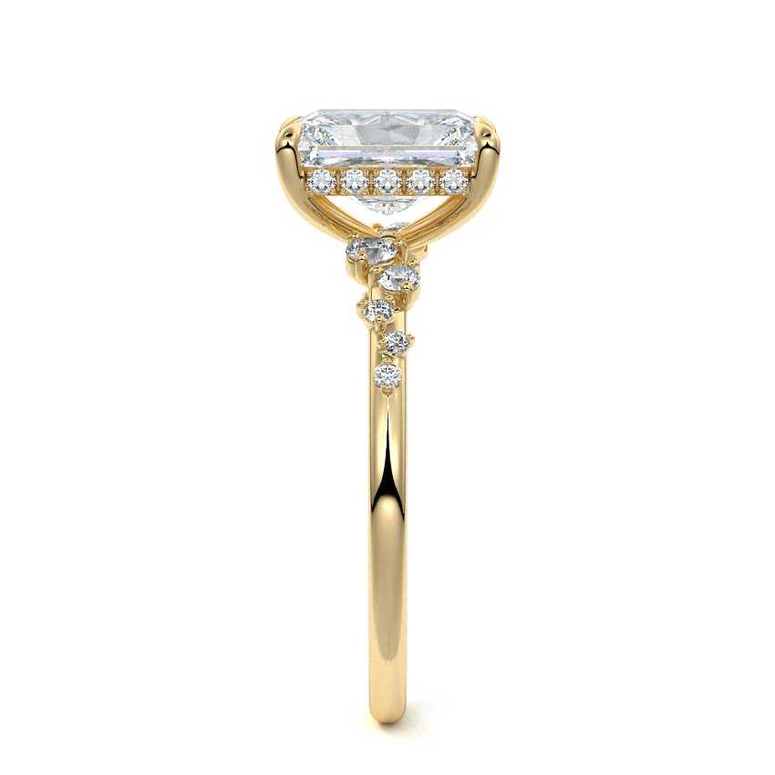 Jessara - Radiant Yellow Gold Engagement Ring Side View | Nura Lab