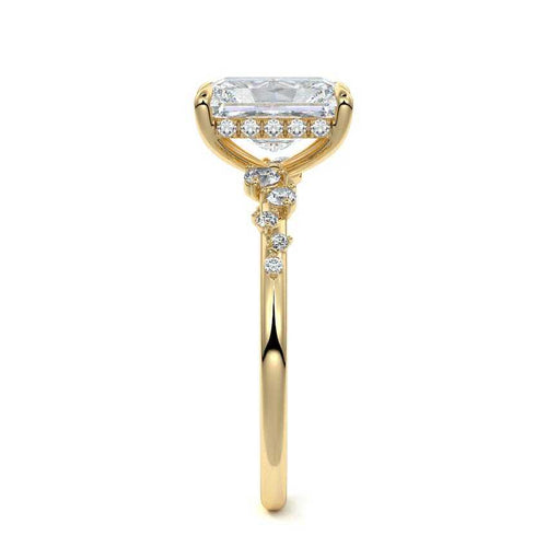 Jessara - Radiant Yellow Gold Engagement Ring Side View | Nura Lab