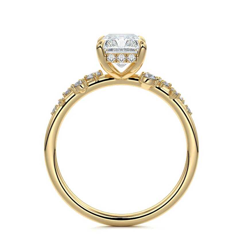 Jessara - Radiant Yellow Gold Engagement Ring Profile View | Nura Lab