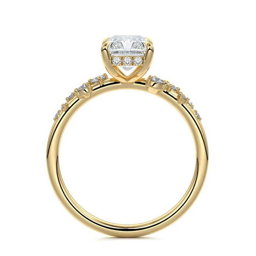 Jessara - Radiant Yellow Gold Engagement Ring Profile View | Nura Lab