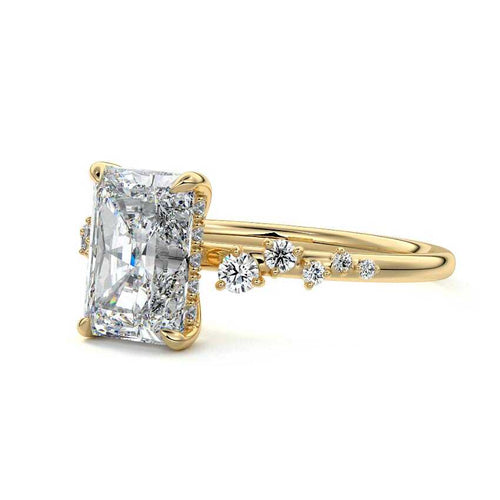 Jessara - Radiant Yellow Gold Engagement Ring Detail View | Nura Lab