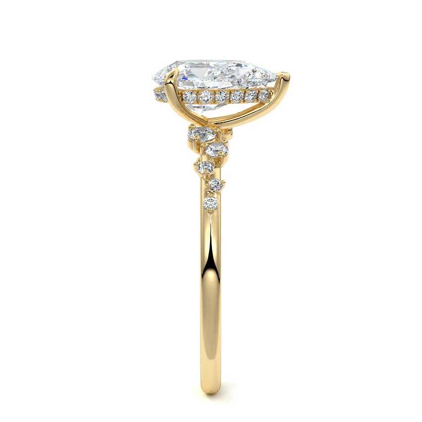 Jessara - Pear Yellow Gold Engagement Ring Side View | Nura Lab