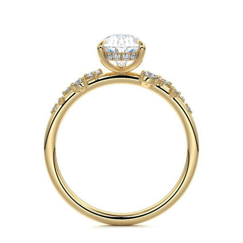 Jessara - Pear Yellow Gold Engagement Ring Profile View | Nura Lab