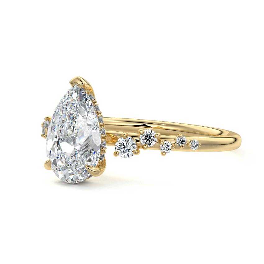 Jessara - Pear Yellow Gold Engagement Ring Detail View | Nura Lab