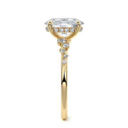 Jessara - Oval Yellow Gold Engagement Ring Side View | Nura Lab