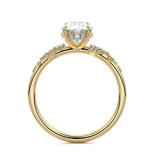 Jessara - Oval Yellow Gold Engagement Ring Profile View | Nura Lab