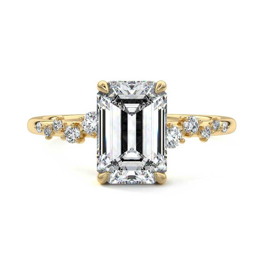 Jessara - Emerald Cut Yellow Gold Lab Grown Diamond Engagement Ring | Nura Lab
