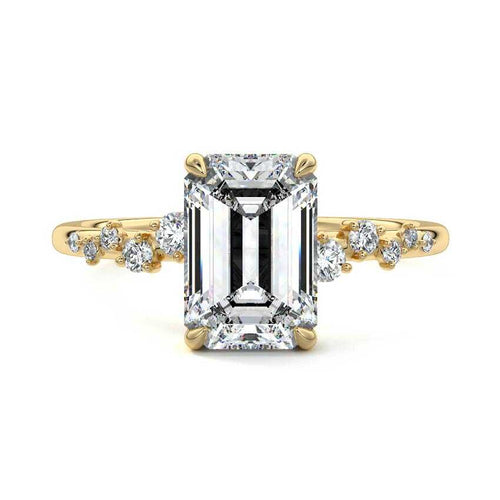 Jessara - Emerald Cut Yellow Gold Lab Grown Diamond Engagement Ring | Nura Lab