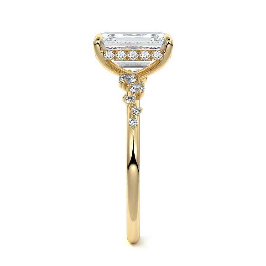 Jessara - Emerald Cut Yellow Gold Engagement Ring Side View | Nura Lab