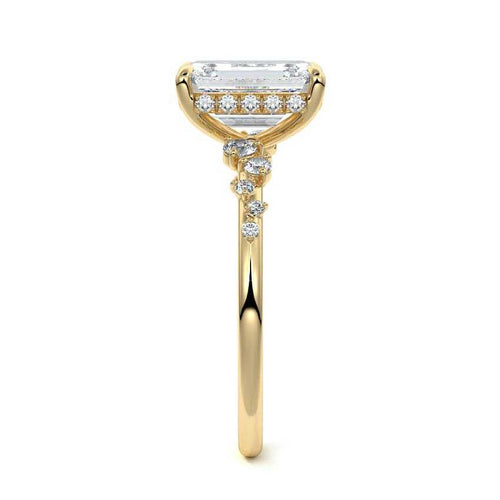 Jessara - Emerald Cut Yellow Gold Engagement Ring Side View | Nura Lab
