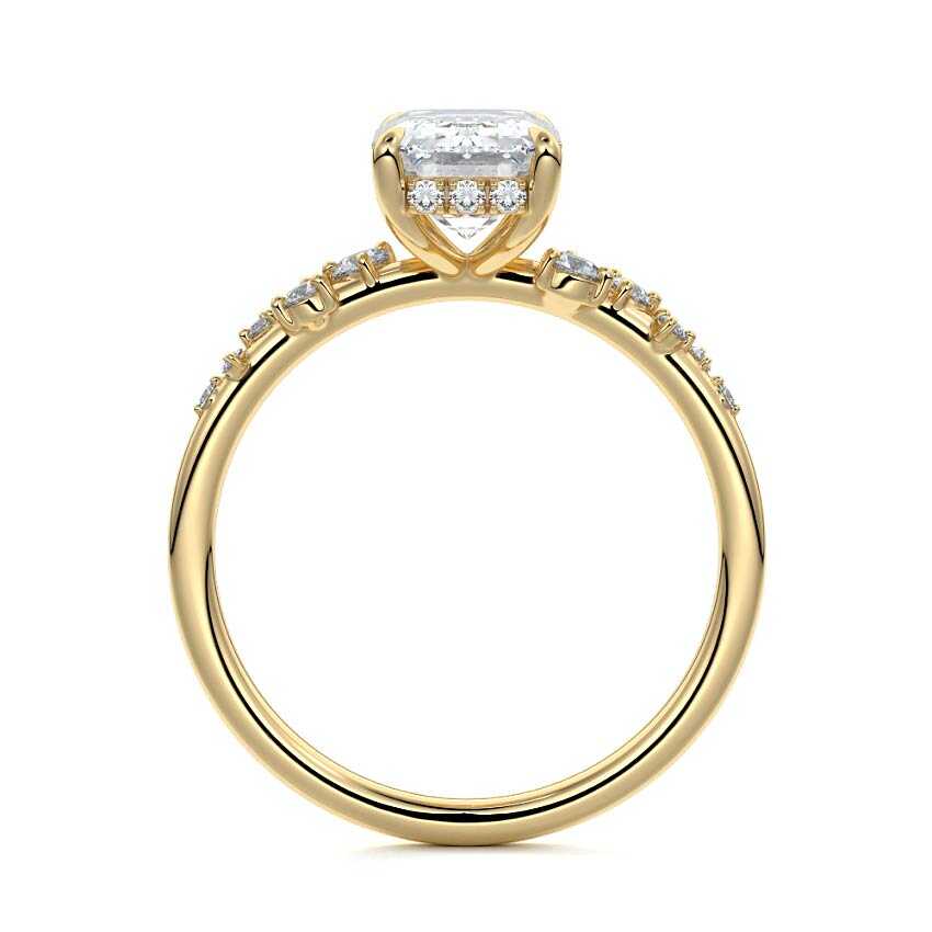 Jessara - Emerald Cut Yellow Gold Engagement Ring Profile View | Nura Lab