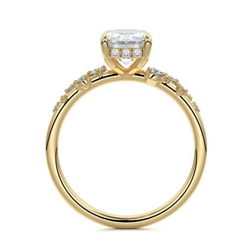 Jessara - Emerald Cut Yellow Gold Engagement Ring Profile View | Nura Lab