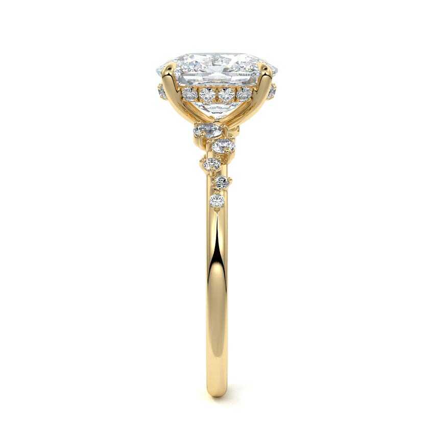 Jessara - Cushion Yellow Gold Engagement Ring Side View | Nura Lab