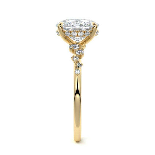 Jessara - Cushion Yellow Gold Engagement Ring Side View | Nura Lab