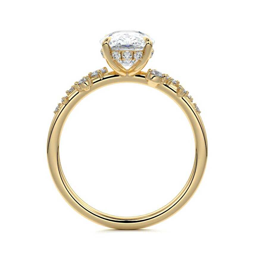 Jessara - Cushion Yellow Gold Engagement Ring Profile View | Nura Lab