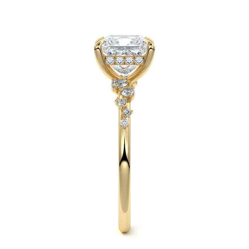 Jessara - Princess Yellow Gold Engagement Ring Side View | Nura Lab